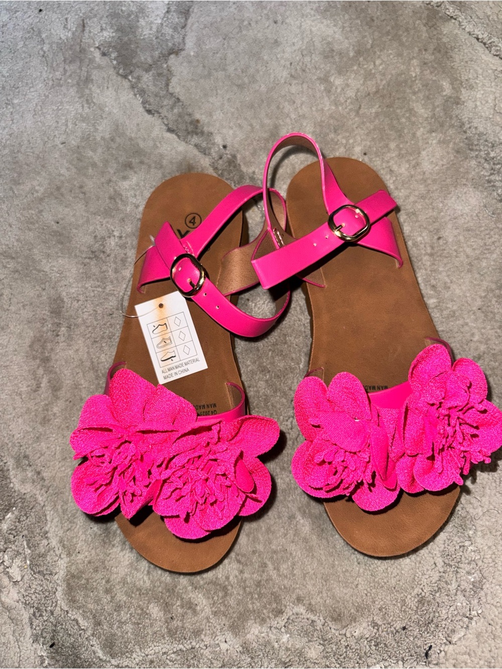 Fashion Nova Hot Pink Floral Strap Kids Sandals with Buckle